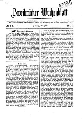 Zweibrücker Wochenblatt Freitag 28. Juni 1861