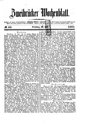 Zweibrücker Wochenblatt Dienstag 23. Juli 1861