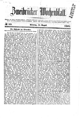 Zweibrücker Wochenblatt Sonntag 18. August 1861