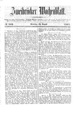 Zweibrücker Wochenblatt Sonntag 25. August 1861