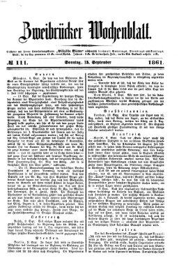 Zweibrücker Wochenblatt Sonntag 15. September 1861