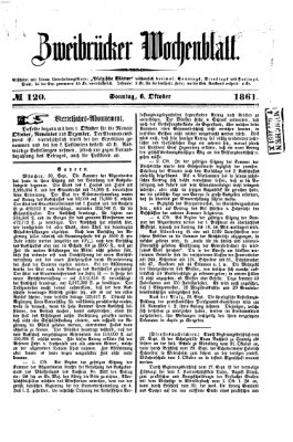 Zweibrücker Wochenblatt Sonntag 6. Oktober 1861