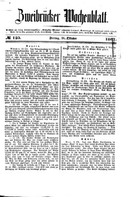 Zweibrücker Wochenblatt Freitag 18. Oktober 1861