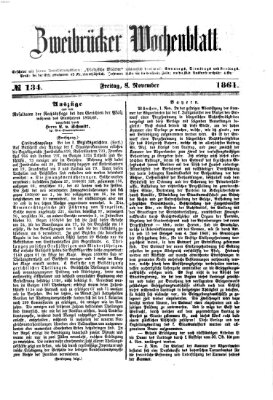 Zweibrücker Wochenblatt Freitag 8. November 1861