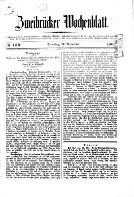 Zweibrücker Wochenblatt Dienstag 19. November 1861