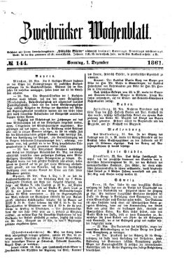 Zweibrücker Wochenblatt Sonntag 1. Dezember 1861
