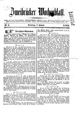 Zweibrücker Wochenblatt Dienstag 7. Januar 1862