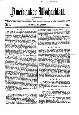 Zweibrücker Wochenblatt Dienstag 21. Januar 1862