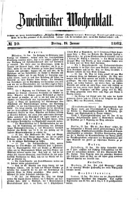 Zweibrücker Wochenblatt Freitag 24. Januar 1862