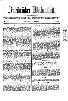 Zweibrücker Wochenblatt Dienstag 11. Februar 1862