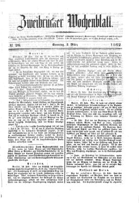 Zweibrücker Wochenblatt Sonntag 2. März 1862