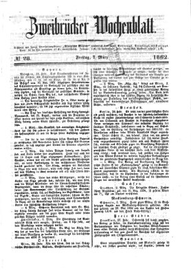 Zweibrücker Wochenblatt Freitag 7. März 1862