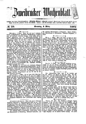 Zweibrücker Wochenblatt Sonntag 9. März 1862