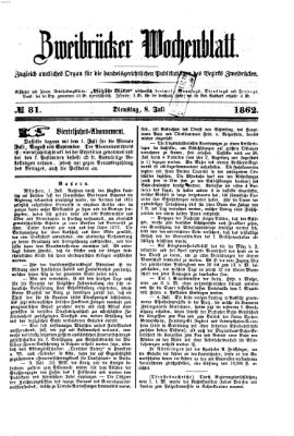 Zweibrücker Wochenblatt Dienstag 8. Juli 1862