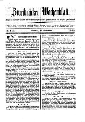 Zweibrücker Wochenblatt Sonntag 21. September 1862