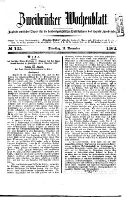 Zweibrücker Wochenblatt Dienstag 11. November 1862