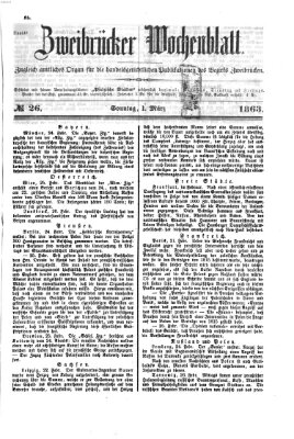 Zweibrücker Wochenblatt Sonntag 1. März 1863