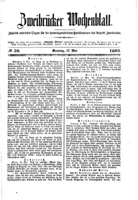 Zweibrücker Wochenblatt Sonntag 17. Mai 1863