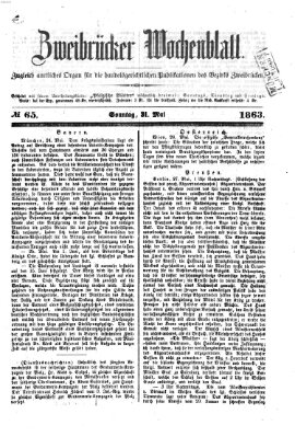 Zweibrücker Wochenblatt Sonntag 31. Mai 1863