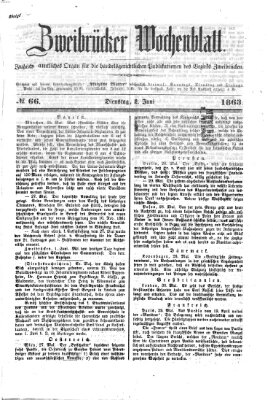 Zweibrücker Wochenblatt Dienstag 2. Juni 1863