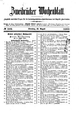 Zweibrücker Wochenblatt Dienstag 25. August 1863