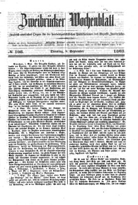Zweibrücker Wochenblatt Dienstag 8. September 1863