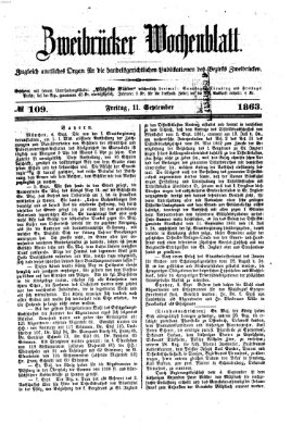 Zweibrücker Wochenblatt Freitag 11. September 1863