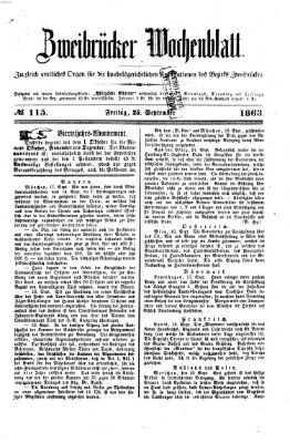 Zweibrücker Wochenblatt Freitag 25. September 1863