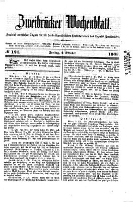 Zweibrücker Wochenblatt Freitag 9. Oktober 1863