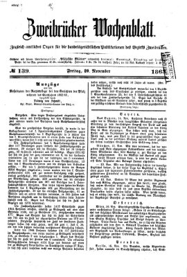Zweibrücker Wochenblatt Freitag 20. November 1863