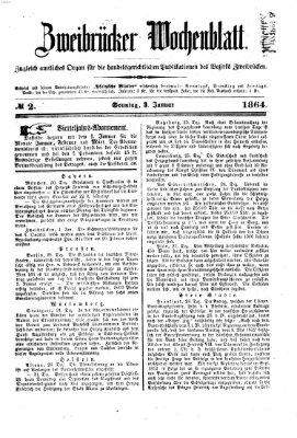 Zweibrücker Wochenblatt Sonntag 3. Januar 1864