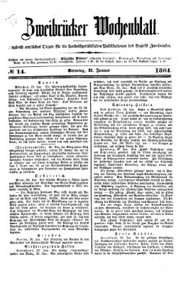 Zweibrücker Wochenblatt Sonntag 31. Januar 1864