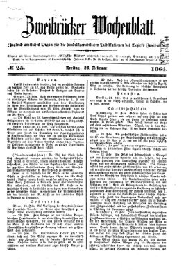 Zweibrücker Wochenblatt Freitag 26. Februar 1864