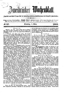 Zweibrücker Wochenblatt Dienstag 1. März 1864