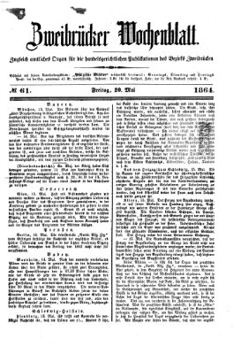 Zweibrücker Wochenblatt Freitag 20. Mai 1864