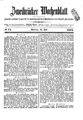 Zweibrücker Wochenblatt Sonntag 12. Juni 1864