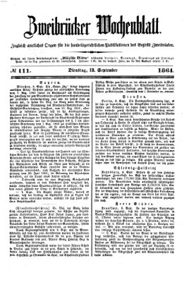 Zweibrücker Wochenblatt Dienstag 13. September 1864