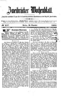 Zweibrücker Wochenblatt Freitag 30. Dezember 1864