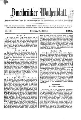 Zweibrücker Wochenblatt Sonntag 12. Februar 1865