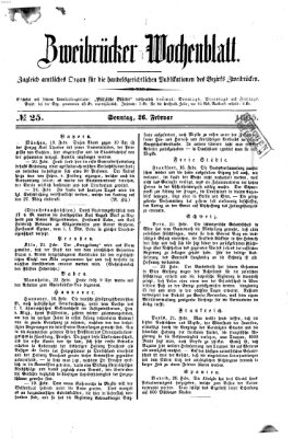 Zweibrücker Wochenblatt Sonntag 26. Februar 1865