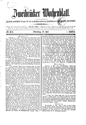 Zweibrücker Wochenblatt Dienstag 11. Juli 1865