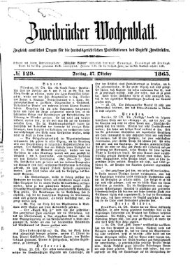 Zweibrücker Wochenblatt Freitag 27. Oktober 1865