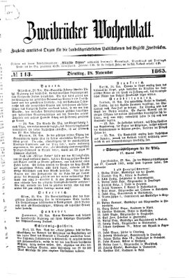 Zweibrücker Wochenblatt Dienstag 28. November 1865
