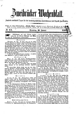Zweibrücker Wochenblatt Dienstag 30. Januar 1866