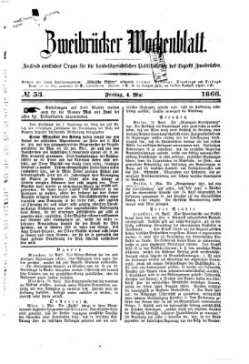 Zweibrücker Wochenblatt Freitag 4. Mai 1866