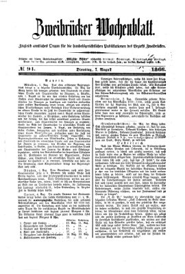 Zweibrücker Wochenblatt Dienstag 7. August 1866