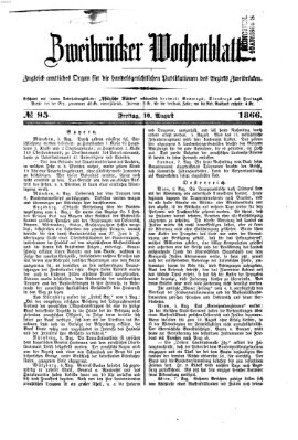 Zweibrücker Wochenblatt Freitag 10. August 1866