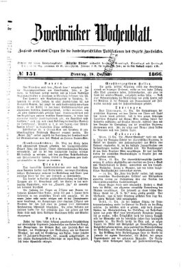 Zweibrücker Wochenblatt Dienstag 18. Dezember 1866
