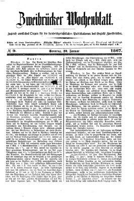 Zweibrücker Wochenblatt Sonntag 20. Januar 1867