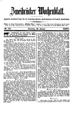 Zweibrücker Wochenblatt Dienstag 29. Januar 1867